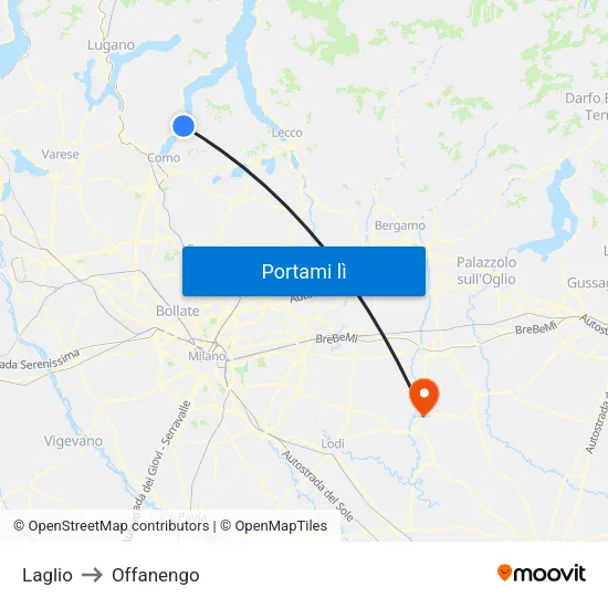 Laglio to Offanengo map