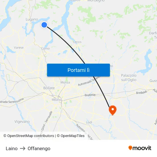 Laino to Offanengo map