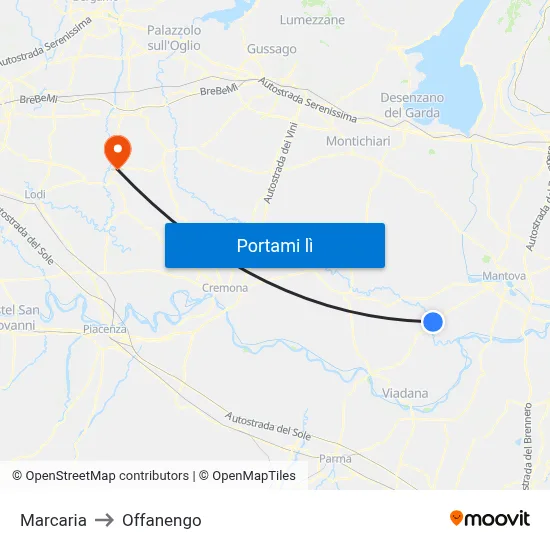 Marcaria to Offanengo map