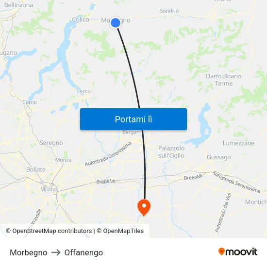 Morbegno to Offanengo map