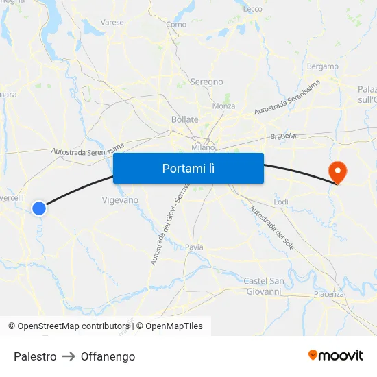 Palestro to Offanengo map