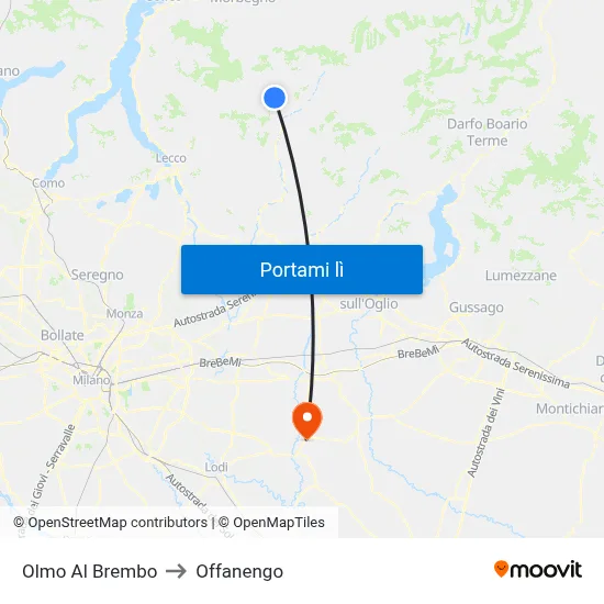 Olmo Al Brembo to Offanengo map