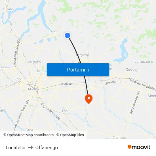 Locatello to Offanengo map