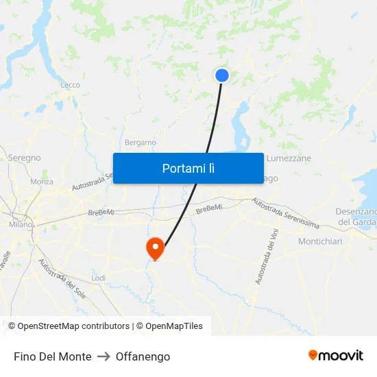 Fino Del Monte to Offanengo map