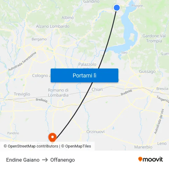 Endine Gaiano to Offanengo map