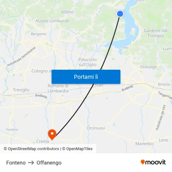 Fonteno to Offanengo map