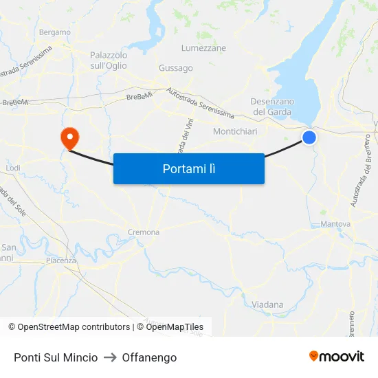Ponti Sul Mincio to Offanengo map