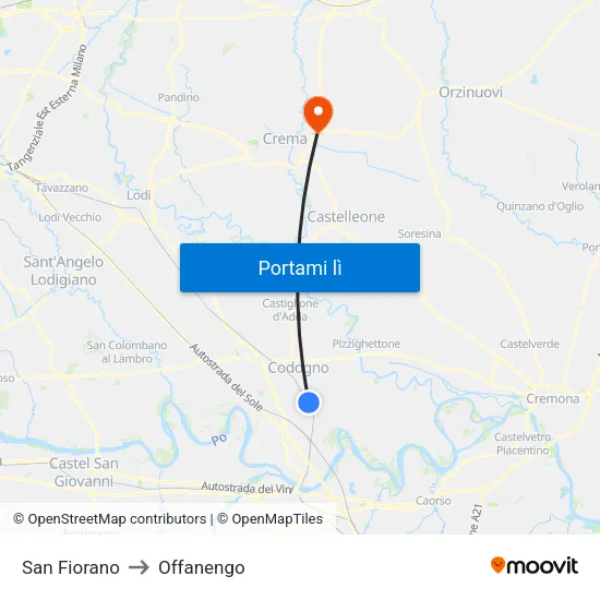 San Fiorano to Offanengo map