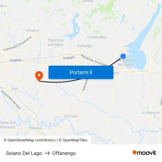 Soiano Del Lago to Offanengo map
