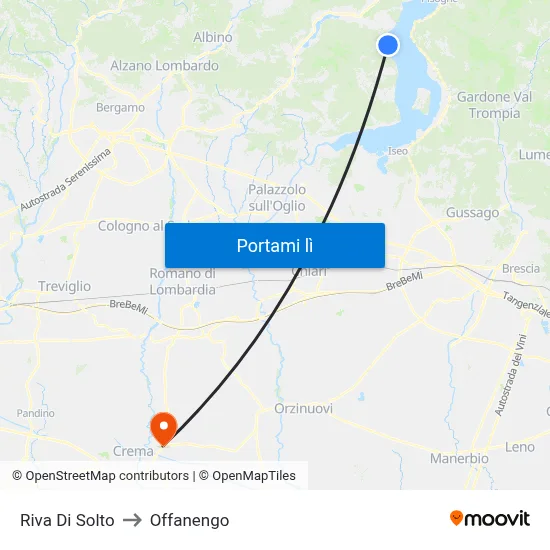 Riva Di Solto to Offanengo map