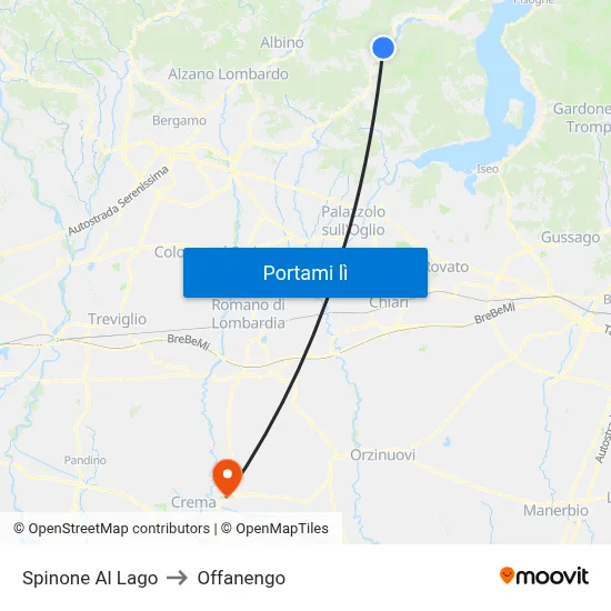 Spinone Al Lago to Offanengo map