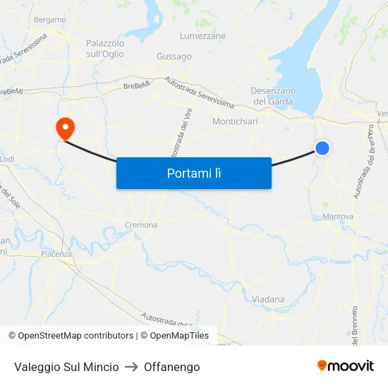 Valeggio Sul Mincio to Offanengo map