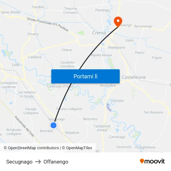 Secugnago to Offanengo map