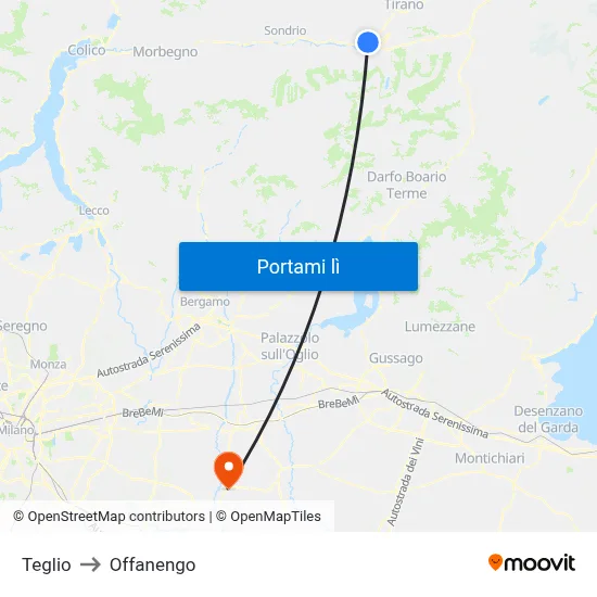 Teglio to Offanengo map
