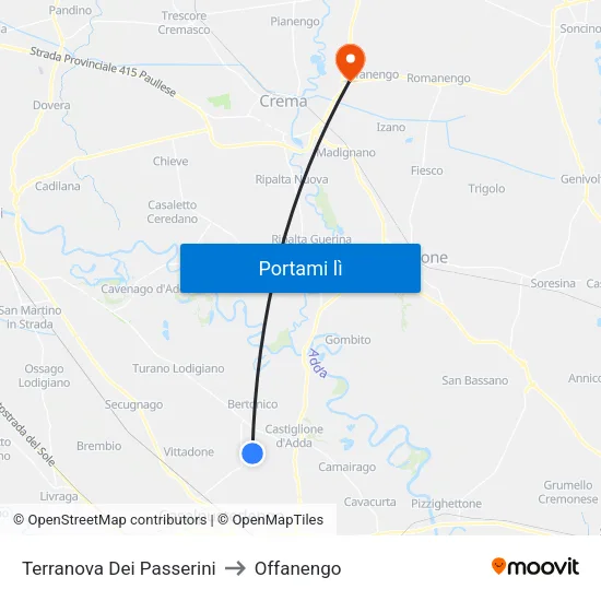Terranova Dei Passerini to Offanengo map