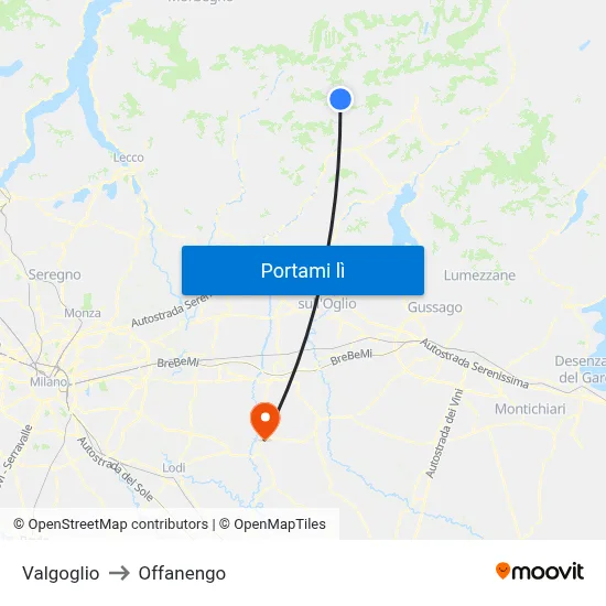 Valgoglio to Offanengo map