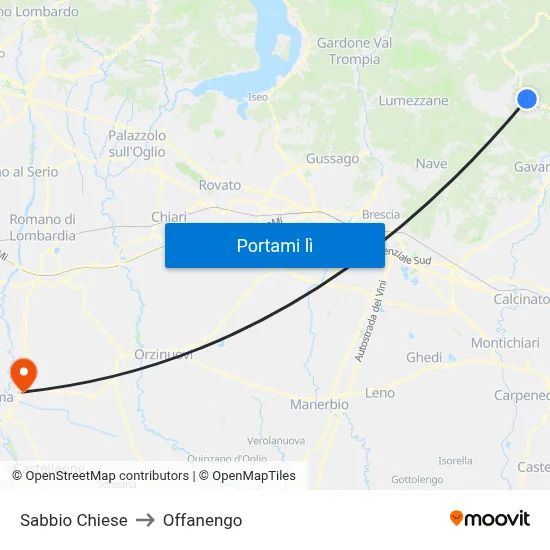 Sabbio Chiese to Offanengo map
