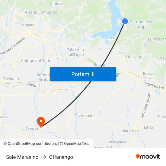 Sale Marasino to Offanengo map