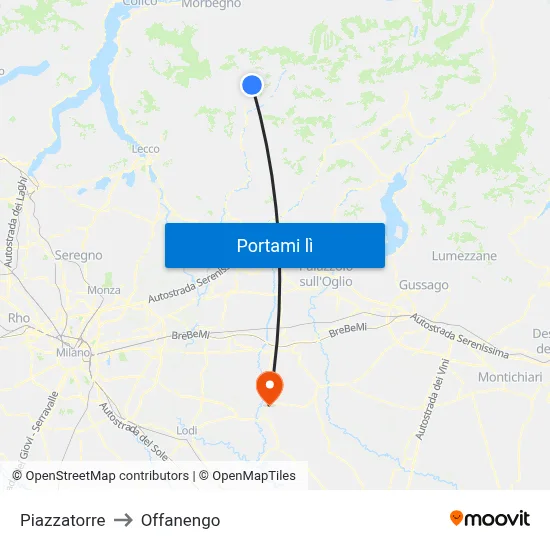 Piazzatorre to Offanengo map