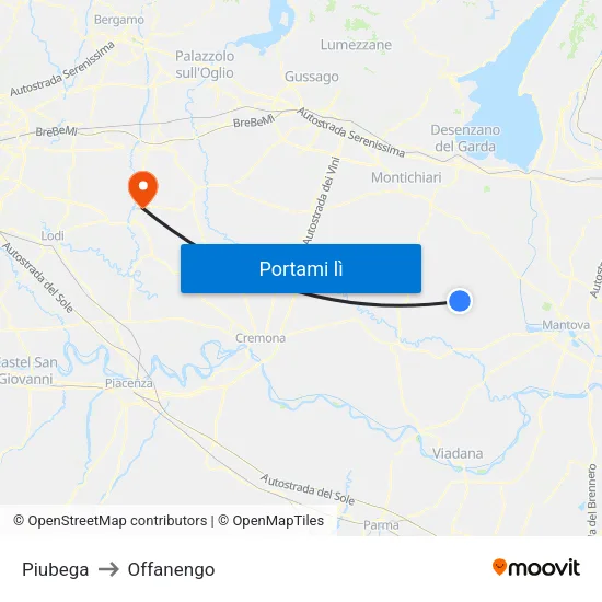Piubega to Offanengo map
