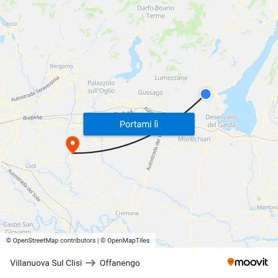 Villanuova Sul Clisi to Offanengo map