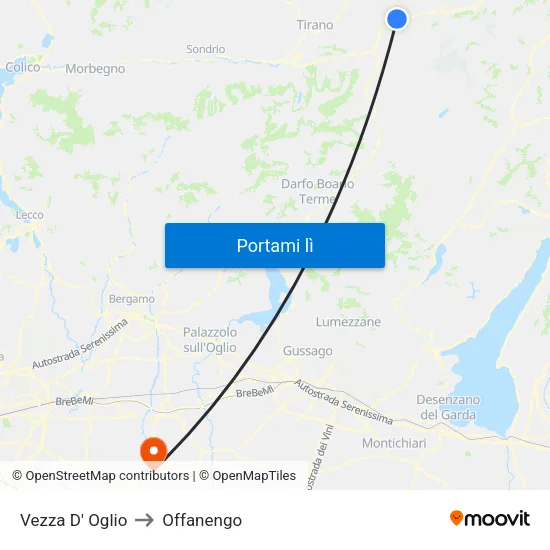 Vezza D' Oglio to Offanengo map