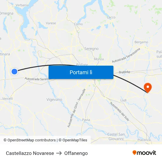 Castellazzo Novarese to Offanengo map
