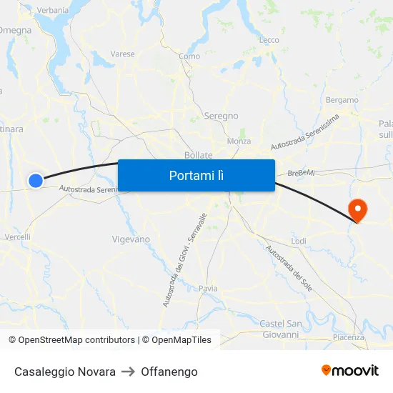 Casaleggio Novara to Offanengo map