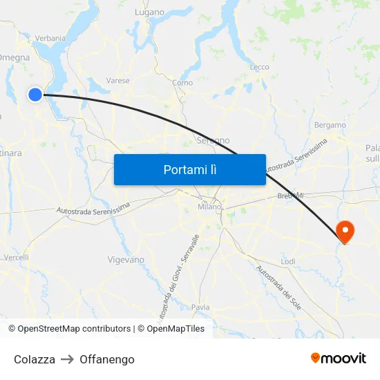 Colazza to Offanengo map