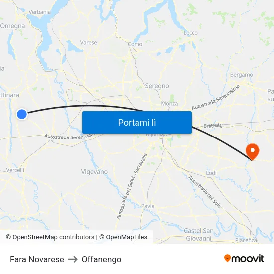 Fara Novarese to Offanengo map