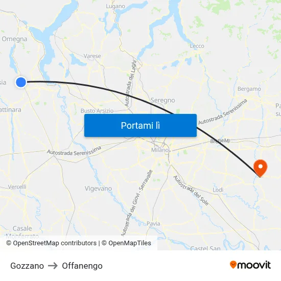 Gozzano to Offanengo map