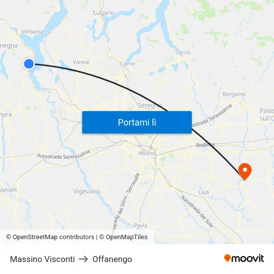 Massino Visconti to Offanengo map