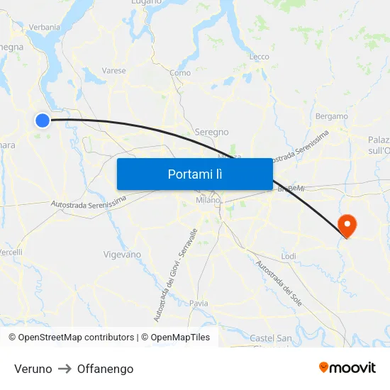 Veruno to Offanengo map