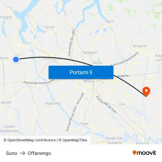 Suno to Offanengo map
