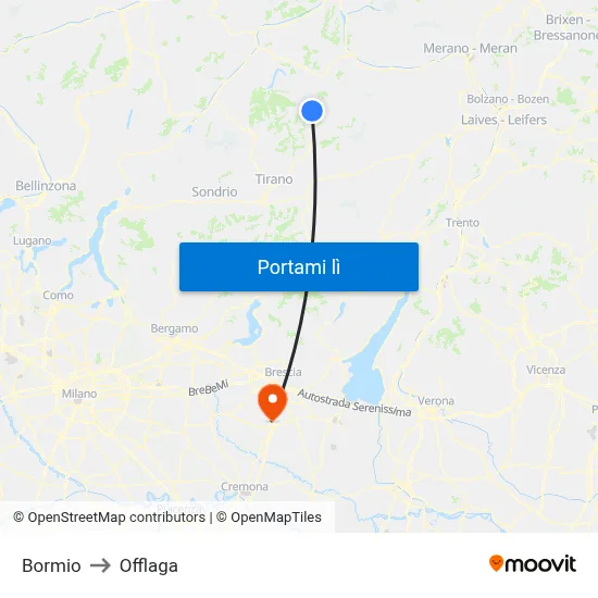 Bormio to Offlaga map