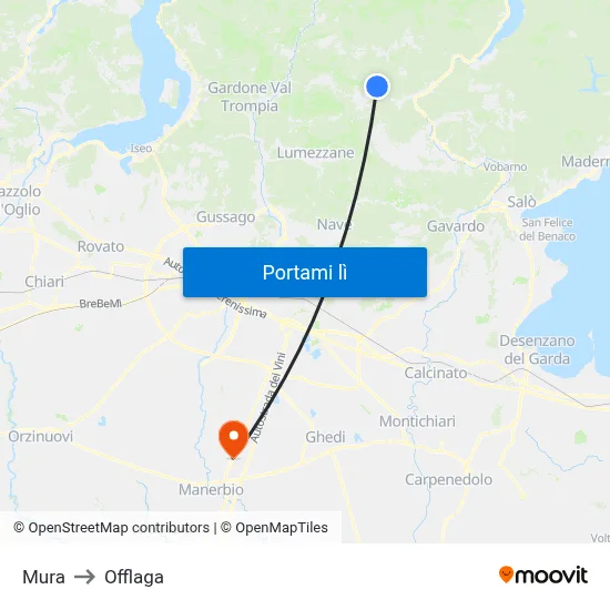 Mura to Offlaga map