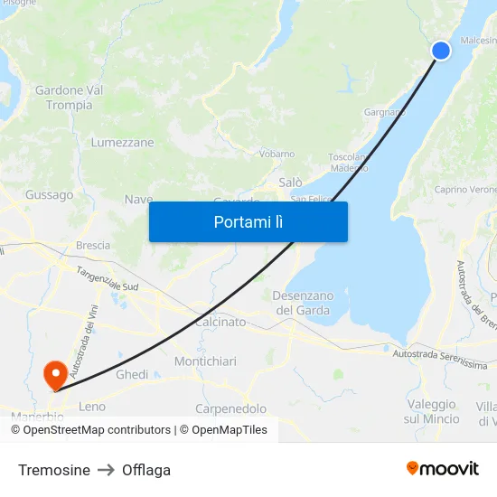 Tremosine to Offlaga map