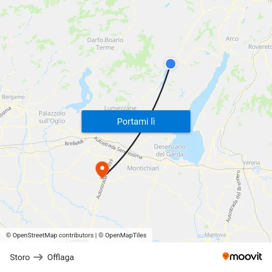 Storo to Offlaga map