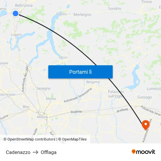 Cadenazzo to Offlaga map