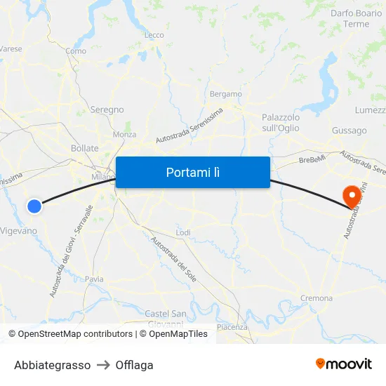 Abbiategrasso to Offlaga map