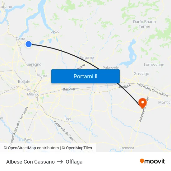 Albese Con Cassano to Offlaga map