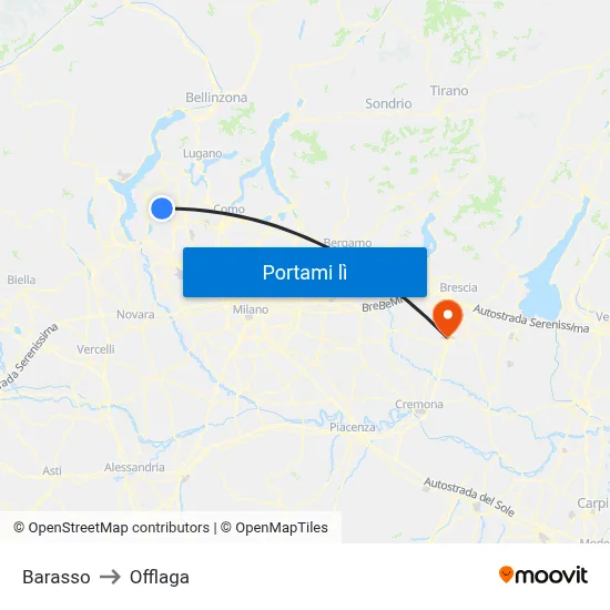 Barasso to Offlaga map