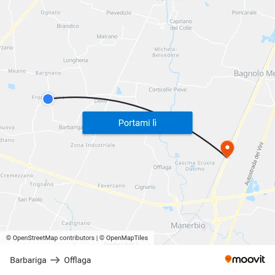 Barbariga to Offlaga map