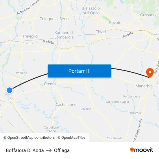 Boffalora D' Adda to Offlaga map