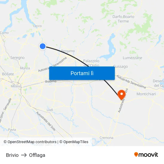 Brivio to Offlaga map