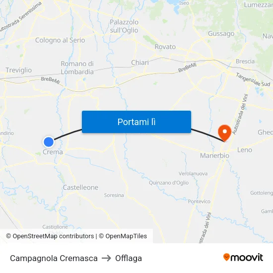 Campagnola Cremasca to Offlaga map