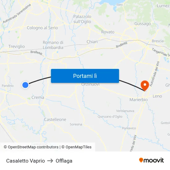 Casaletto Vaprio to Offlaga map