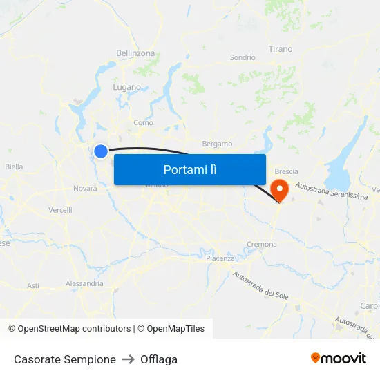 Casorate Sempione to Offlaga map