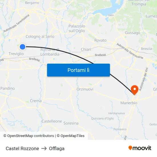 Castel Rozzone to Offlaga map