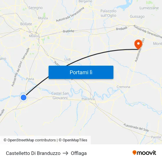 Castelletto Di Branduzzo to Offlaga map